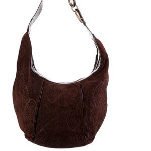 ISO Etro Suede Hobo Bag Brown Paisley